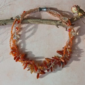 MGR Women's Multi-strand Carnelian & Crystals Necklace
