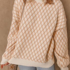 Ximena Rhombus Textured Knit Sweater by Threaded Pear