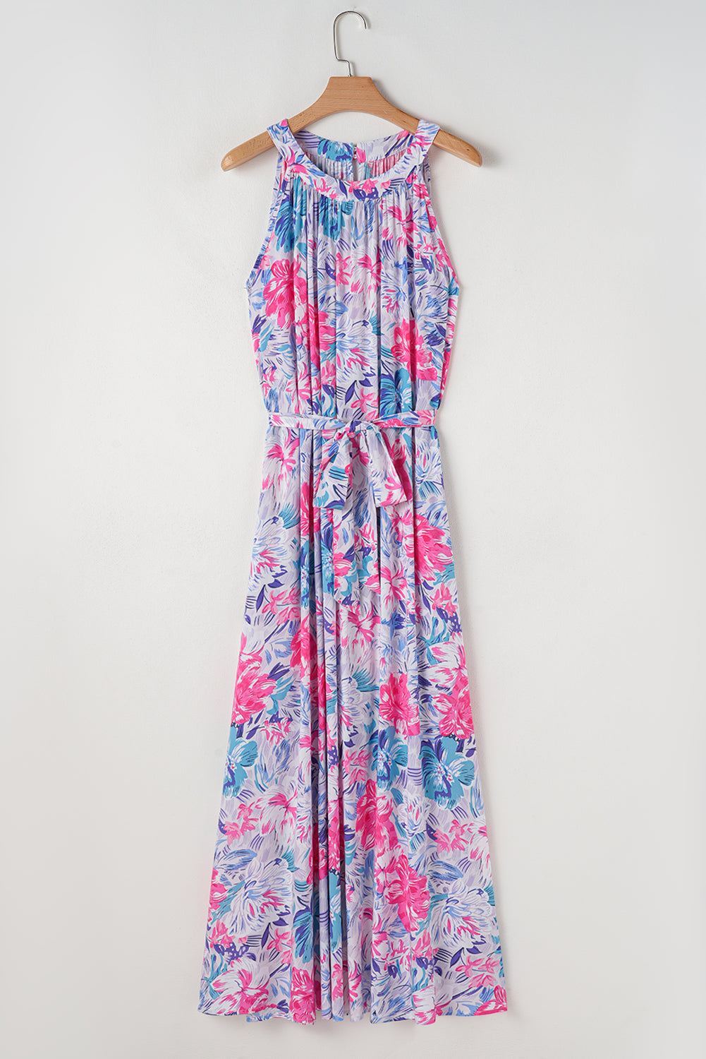 Adley Floral Sleeveless O Neck Knot Waist Maxi Dress by Threaded Pear - Image 6