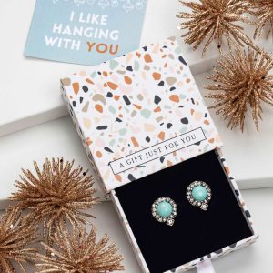 Don't AsK Blue Howlite Crystal Pav?? Stud Earrings