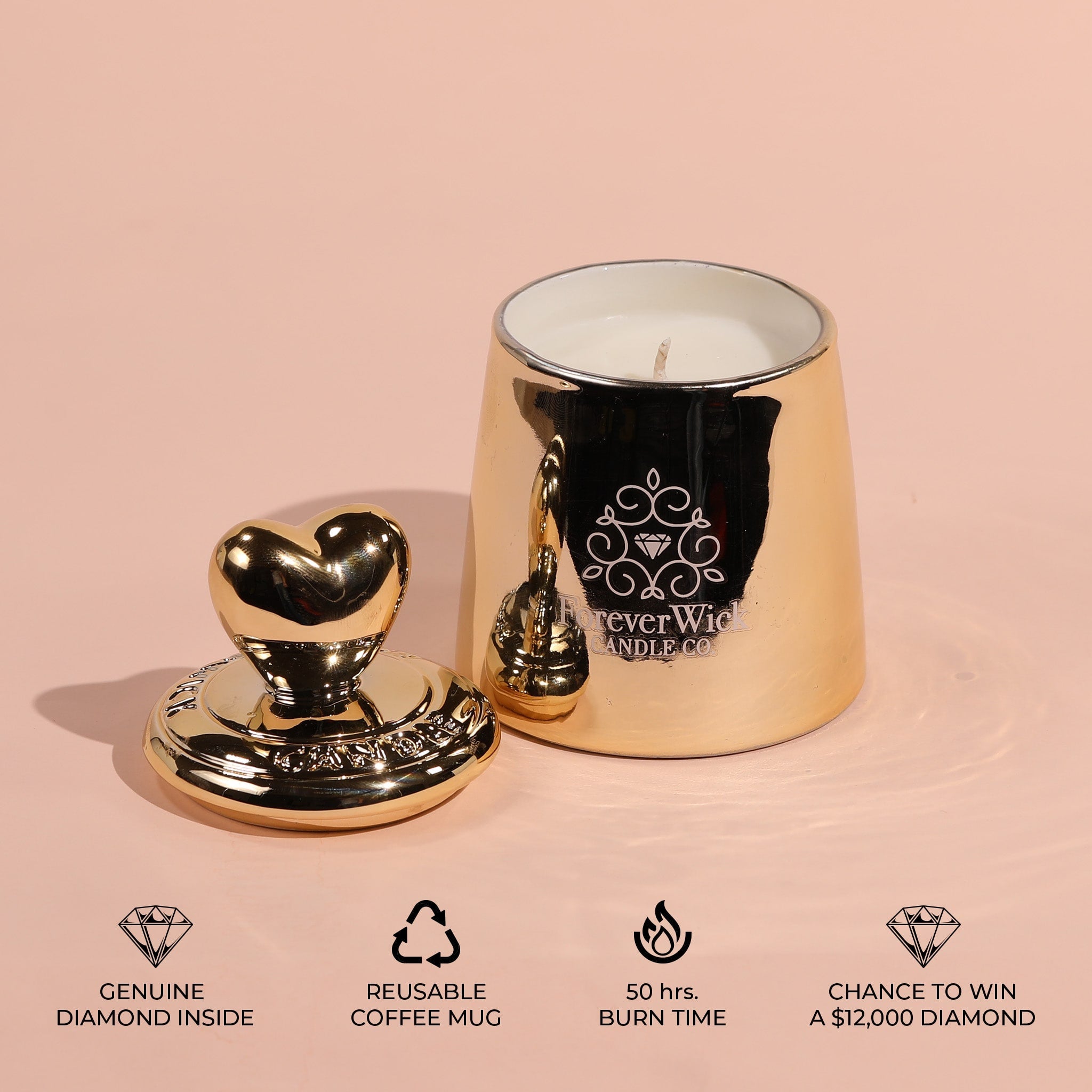 The Golden Heart Luxury Diamond Candle - Image 6