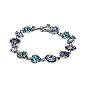 Blue Purple Swarovski Crystal Bracelet ?C Blue Purple Charm Bracelet With Swarovski Crystals