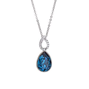 Montana Swarovski Crystal Necklace ?C Dual Teardrop Crystal Clear Pave Pendant Necklace
