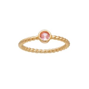callura Goldtone Twisted CZ Birthstone Solitaire Ring ?C October Pink Tourmaline
