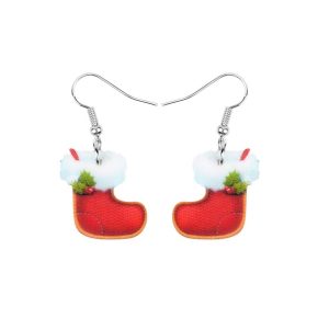 Don't AsK Red Christmas Stocking Drop Earrings ?C Festive Holiday Jewellery for Women
