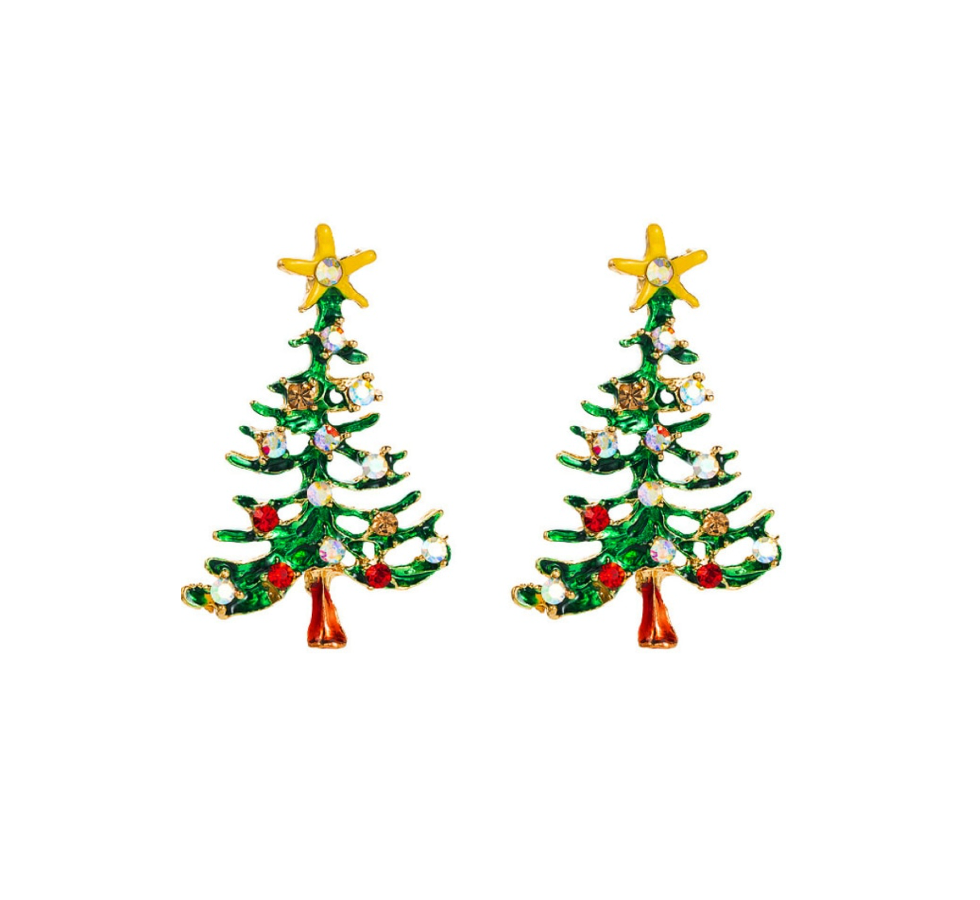 Don't AsK Green Crystal Christmas Tree Stud Earrings ?C Festive Holiday Jewellery for Women