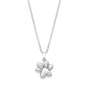 callura Paw Necklace Stainless Steel with Sparkling CZ Pendant