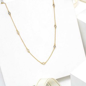 Goldtone Swarovski Crystal Necklace ?C Goldtone Station Necklace With Swarovski Crystals
