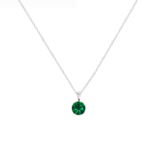 callura Timeless Silvertone Cubic Zirconia & Stainless Steel Birthstone Solitaire Pendant Necklace ?C May Emerald Green