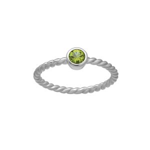 callura Silvertone Twisted CZ Birthstone Solitaire Ring ?C August Peridot