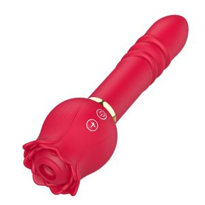 Red Suction Thrusting Rose Wand