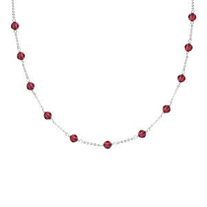 V3 Jewelry Natural Garnet Sterling Silver Beaded Station Necklace