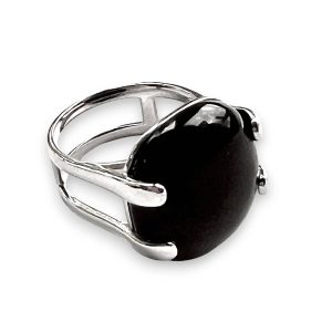 Vera & Co Sterling Silver Cushion Shape Black Onyx Stone Women Ring Size 9
