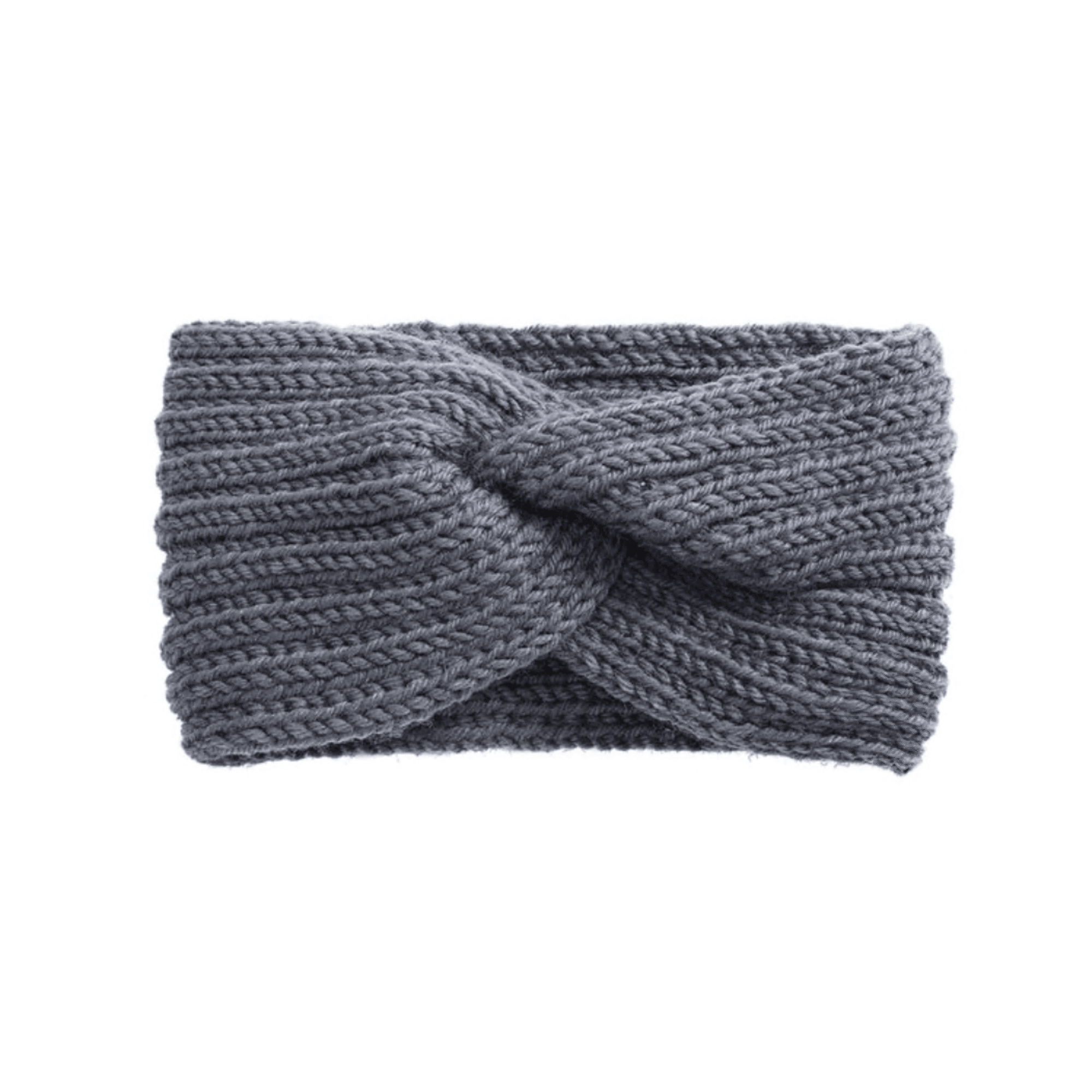 Grey Knit Twisted Headband