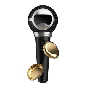 Pund'it Pop Star Bottle Opener. Magnetic Microphone Bottle Cap Opener
