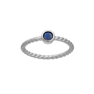 callura Silvertone Twisted CZ Birthstone Solitaire Ring ?C September Sapphire