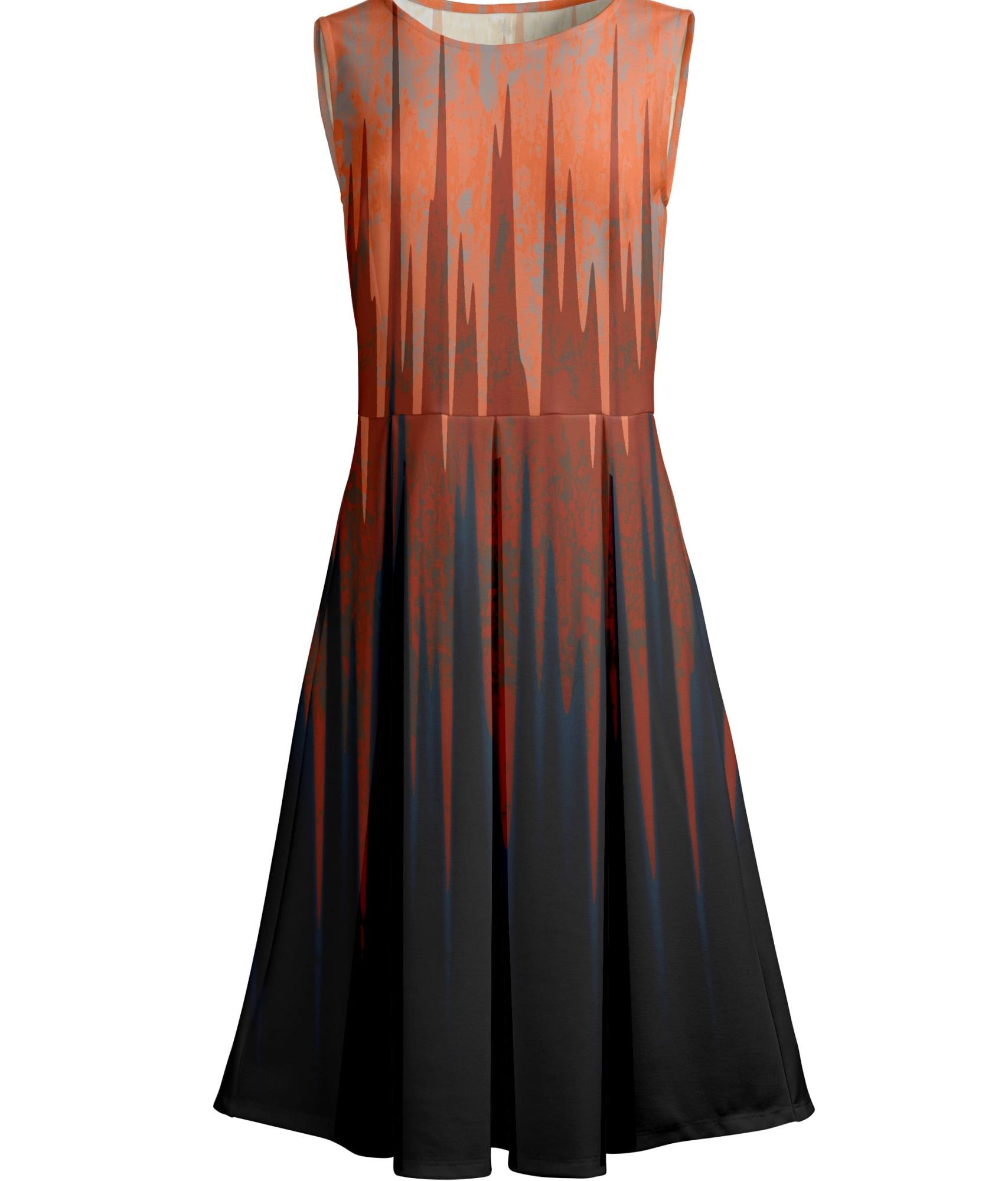 Lily by Firmiana Women's Sleeveless Dress with Pleated Skirt Orange & Black Ombre