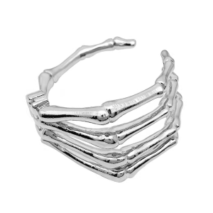 Silvertone Skeleton Cuff Bracelet