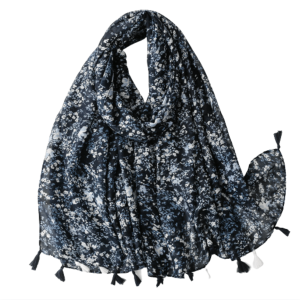 Navy Mini Flower Scarf