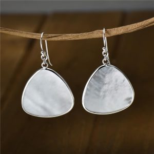 Vera & Co Sterling Silver Blunt Triangle Shape Mother-of-Pearl Dangle Women's Earring