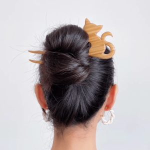 Wood Cat Hair Pin