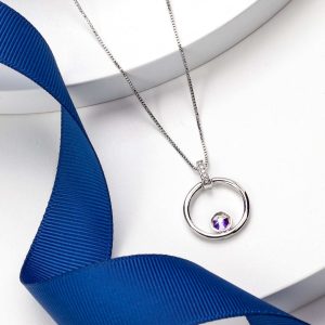 Silver Aurora Borealis Swarovski Crystal Necklace ?C Open Circle Dainty Crystal Pendant Necklace