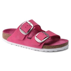 Birkenstock Arizona Big Buckle Nubuck Leather Fuchsia Tulip Sandals