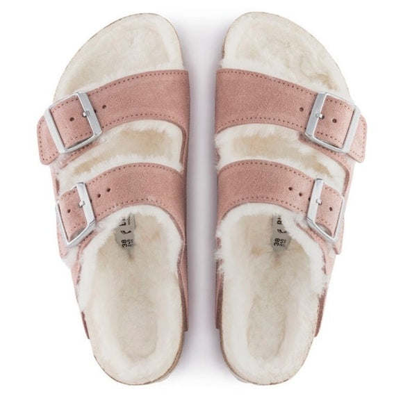 Birkenstock Arizona Shearling Suede Leather Pink Clay - Image 3