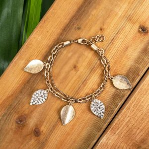 Don't AsK Goldtone Leaf Charm Bracelet ?C Delicate Nature Bracelet