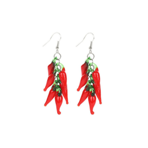 Don't AsK Red & Green Chilli Pepper Drop Earrings ?C Spicy Fiesta Dangles