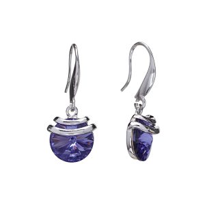 Silver Tanzanite Swarovski Crystal Earrings ?C Spring Drop Crystal Earrings