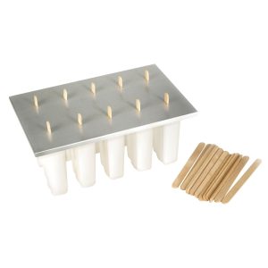 Fox Run Frozen Popsicle Maker Ice Pop Mold with 24 Wooden Popsicle Sticks. BPA-free Plastic and Aluminum