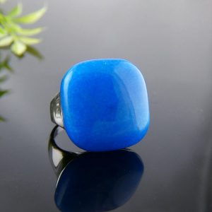 Vera & Co Sterling Silver Cushion Shape Blue Agate Stone Women Ring size 7