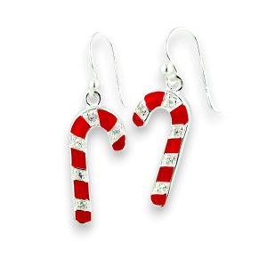 Vera & Co Women Red Enamel Candy Cane Earring