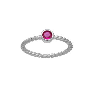callura Silvertone Twisted CZ Birthstone Solitaire Ring ?C July Ruby Red