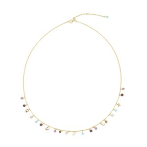 Gold Over Sterling Silver Natural Red Tourmaline. Garnet. Champagne Zircon. Amazonite and Smoky Quartz Queen Necklace with 18