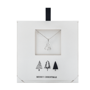 Ag Sterling Ribbon Christmas Tree Necklace on Holiday Card