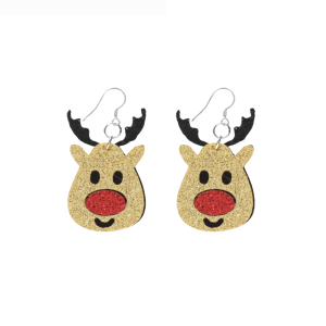 Don't AsK Red Glittering Reindeer Drop Earrings ?C Festive Holiday Jewellery for Women