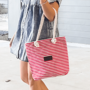 Striped Canvas Tote Bags by Threaded Pear