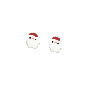 Ag Sterling Cute Santa Stud Earrings