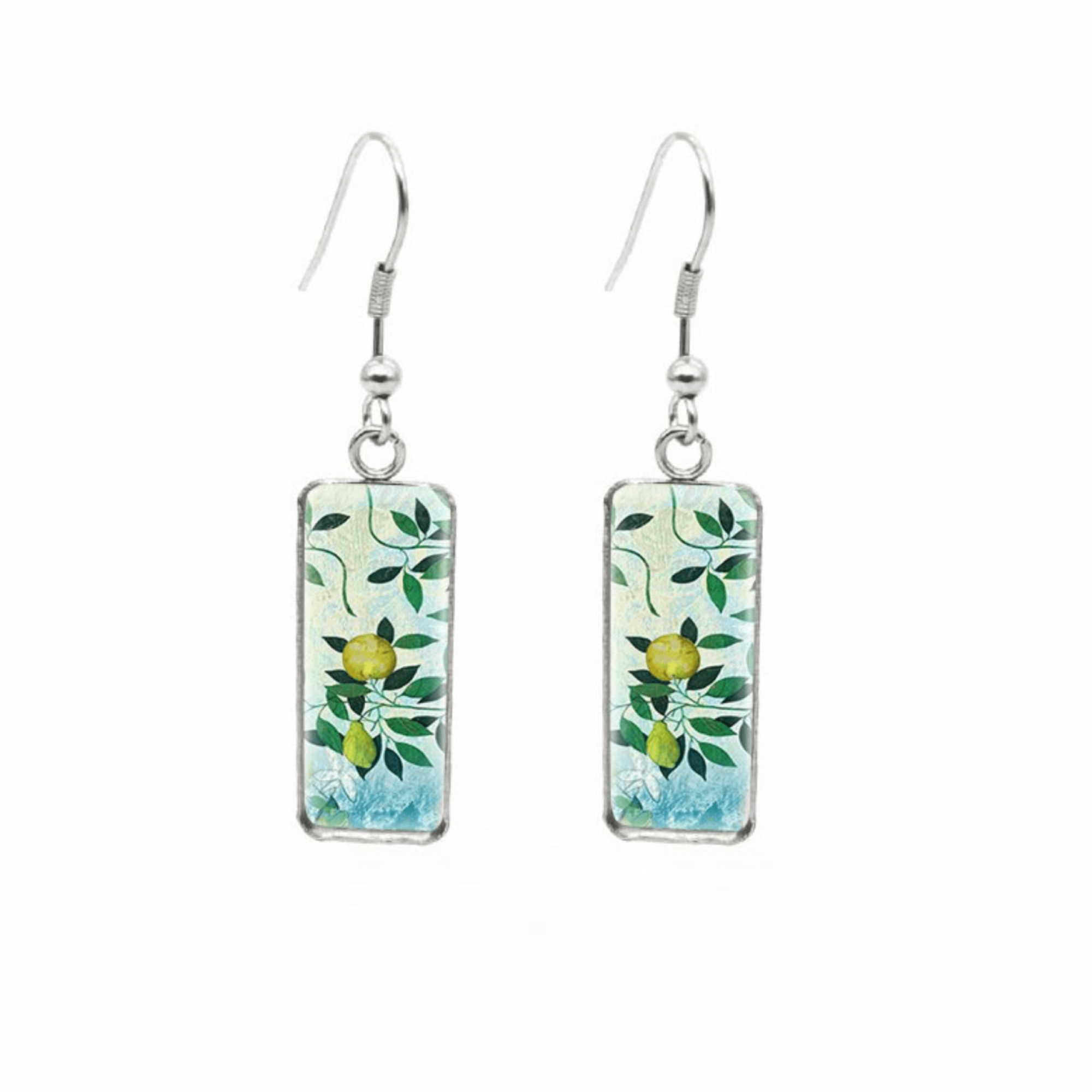 Don't AsK Rectangular Art-Print Drop Earrings ?C Lemon Tree ?C Lightweight Dangle Earrings for Women