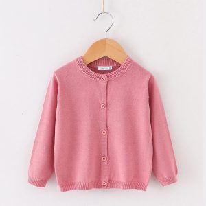 Pink Crewneck Cardigan