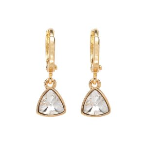 Clear and Gold Crystal Trillium Huggie Drop Earrings with Swarovski Crystals made by callura