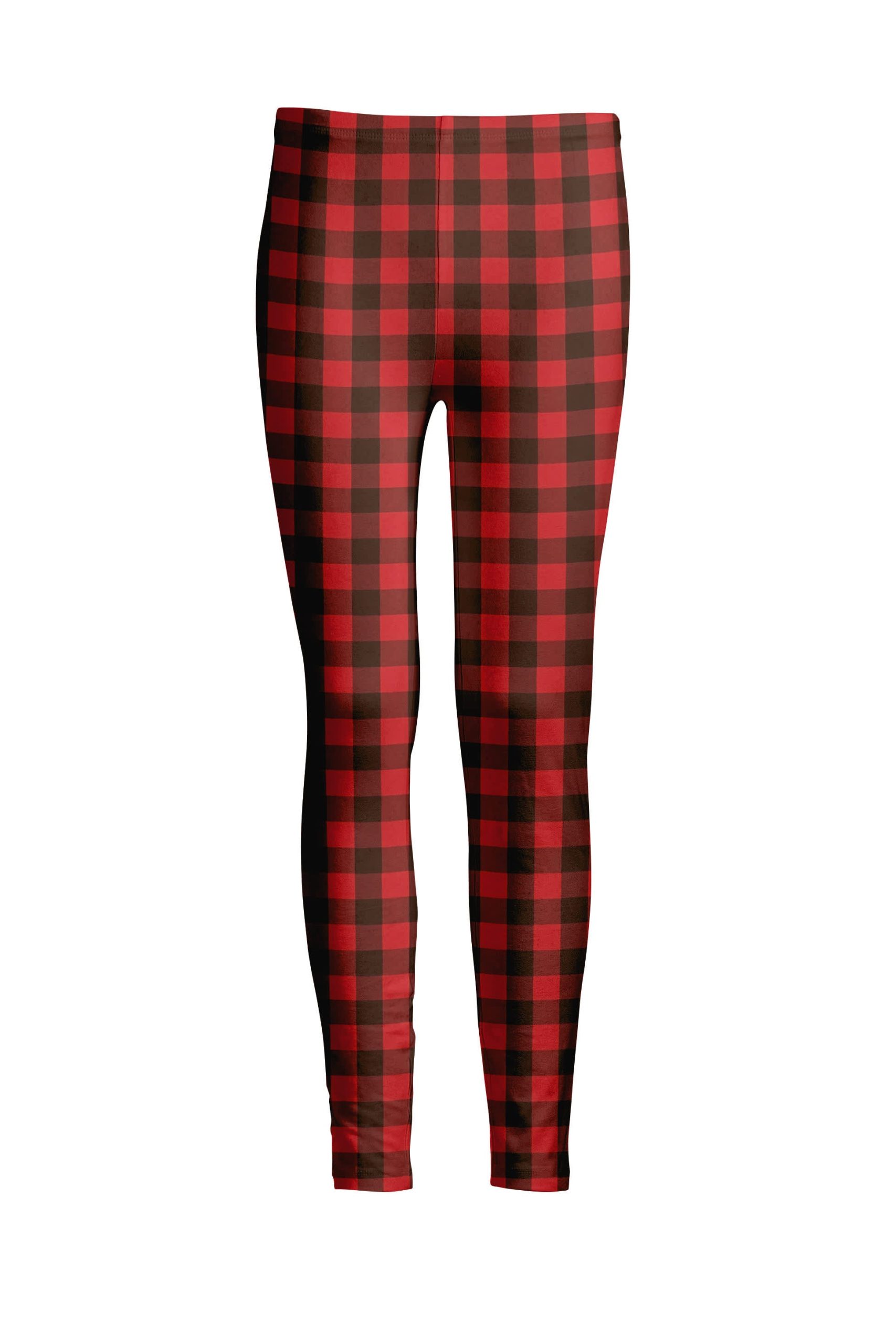 Lily by Firmiana Women's Medium Rise Printed Legging Red & Black Buffalo Plaid Print - Image 3