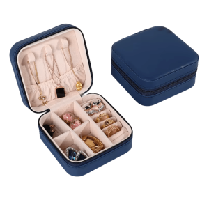 Navy Jewelry Mini Travel Case