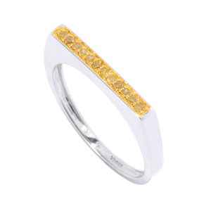 V3 Jewelry Real Yellow Diamond Sterling Silver Stackable Band Ring