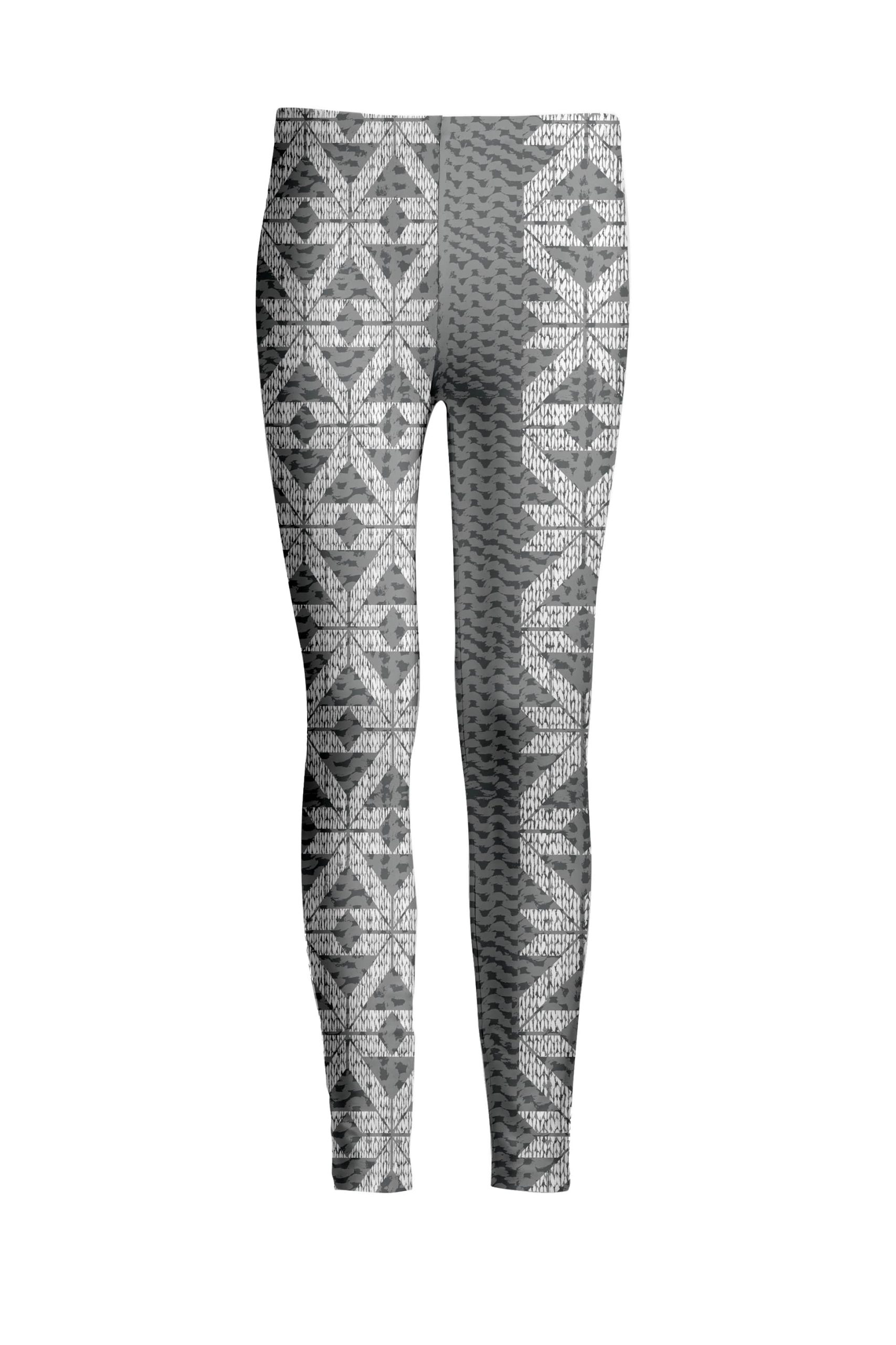 Lily by Firmiana Women's Medium Rise Printed Legging Gray & White Nordic Snowflake Print - Image 2