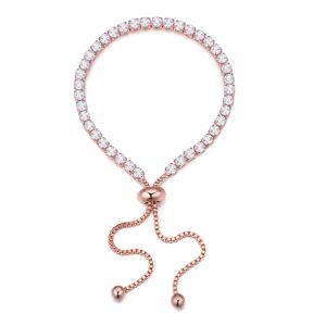 Rose Gold Ab Swarovski Crystal Bracelet ?C Classic Crystals Adjustable Tennis Bracelet