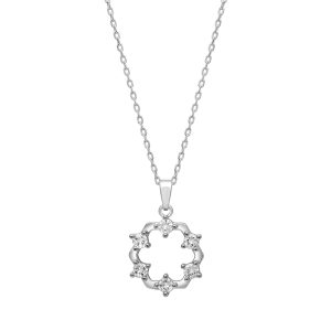 callura Stainless Steel Wreath Necklace with Sparkling CZ Pendant