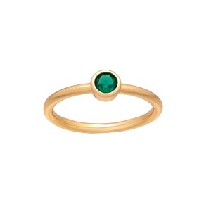 callura Goldtone CZ Birthstone Stackable Solitaire Ring ?C May Emerald Green